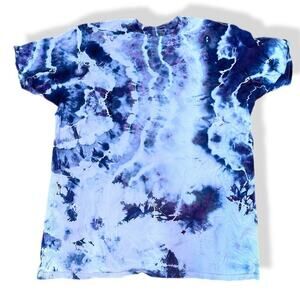 handmade tie dyed unisex tshirt purple blue geode 3XL